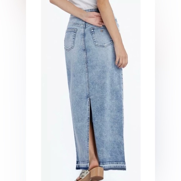 New Wash Lab Selma Pieced Denim Maxi Skirt In Azure Wash Size 31 - Picture 2 of 11
